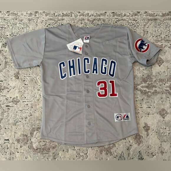 Majestic Authentic Chicago Cubs Greg Maddux #31 Gray Baseball Jersey Men’s Sz: L - Picture 1 of 9